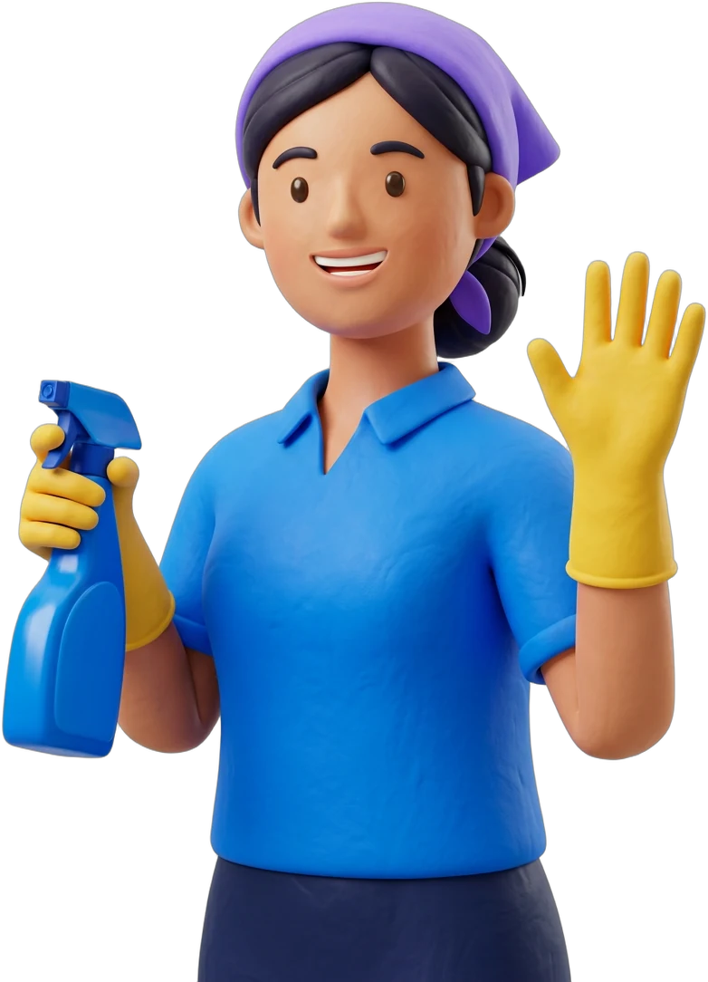 Smiling LOOPPER home-service professional with gloves and spray bottle